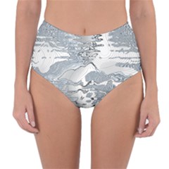 Faded Blue Grunge Reversible High-waist Bikini Bottoms by SpinnyChairDesigns