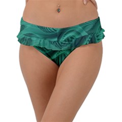 Biscay Green Swirls Frill Bikini Bottom by SpinnyChairDesigns