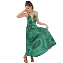 Biscay Green Swirls Backless Maxi Beach Dress by SpinnyChairDesigns