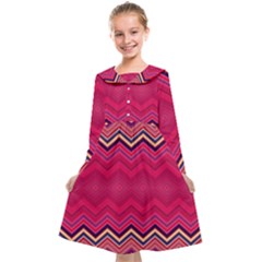 Boho Aztec Stripes Rose Pink Kids  Midi Sailor Dress by SpinnyChairDesigns