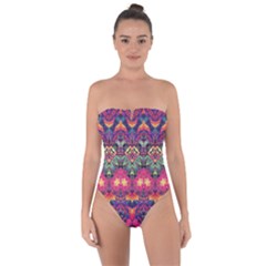 Boho Colorful Pattern Tie Back One Piece Swimsuit