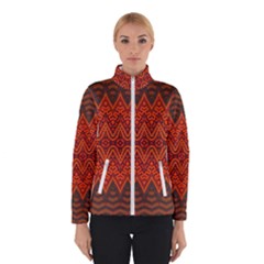 Boho Rust Orange Brown Pattern Winter Jacket by SpinnyChairDesigns