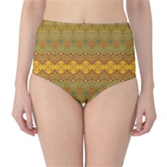 Boho Old Gold Pattern Classic High-waist Bikini Bottoms by SpinnyChairDesigns