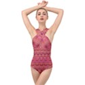 Boho Pink Pattern Cross Front Low Back Swimsuit View1