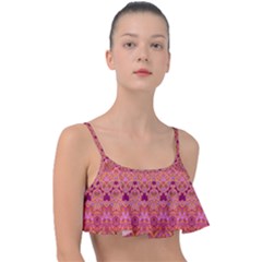 Boho Pink Pattern Frill Bikini Top by SpinnyChairDesigns
