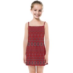 Boho Red Black Grey Kids  Summer Sun Dress by SpinnyChairDesigns