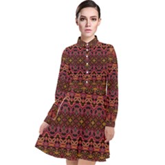 Boho Floral Pattern Long Sleeve Chiffon Shirt Dress by SpinnyChairDesigns