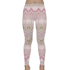 Boho Pastel Spring Floral Pink Classic Yoga Leggings by SpinnyChairDesigns
