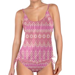 Boho Pink Floral Pattern Tankini Set by SpinnyChairDesigns