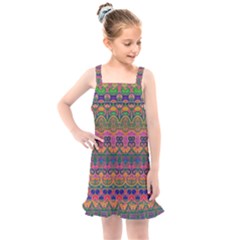 Boho Colorful Pattern Kids  Overall Dress by SpinnyChairDesigns