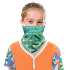 Boho Green Blue Checkered Face Covering Bandana (kids) by SpinnyChairDesigns