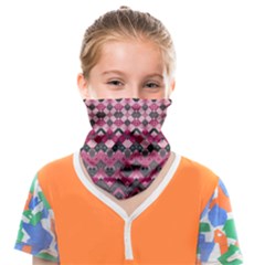 Boho Pink Grey  Face Covering Bandana (kids) by SpinnyChairDesigns