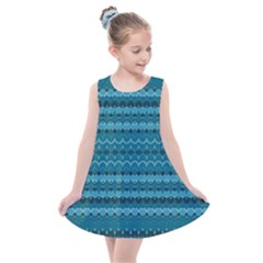 Boho Teal Pattern Kids  Summer Dress by SpinnyChairDesigns