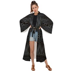 Boho Black And Silver Maxi Kimono by SpinnyChairDesigns