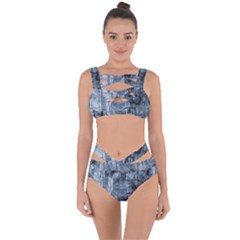 Faded Blue Texture Bandaged Up Bikini Set  by SpinnyChairDesigns