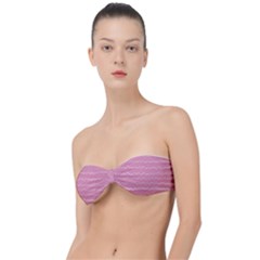 Boho Pink Stripes Classic Bandeau Bikini Top  by SpinnyChairDesigns
