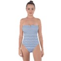Boho Faded Blue Stripes Tie Back One Piece Swimsuit View1