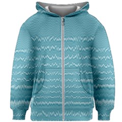 Boho Teal Stripes Kids  Zipper Hoodie Without Drawstring by SpinnyChairDesigns