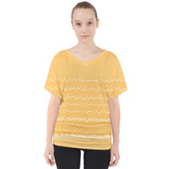 Boho Saffron Yellow Stripes V-neck Dolman Drape Top by SpinnyChairDesigns