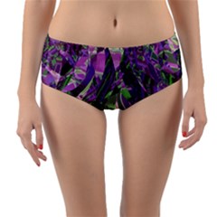 Boho Violet Mosaic Reversible Mid-waist Bikini Bottoms by SpinnyChairDesigns