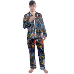Abstract Paint Splatters Men s Long Sleeve Satin Pyjamas Set by SpinnyChairDesigns