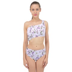 Purple Wildflower Print Spliced Up Two Piece Swimsuit by SpinnyChairDesigns