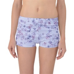Pastel Purple Floral Pattern Boyleg Bikini Bottoms by SpinnyChairDesigns