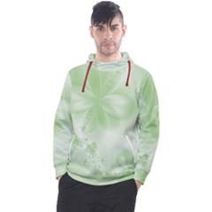 Tea Green Floral Print Men s Pullover Hoodie by SpinnyChairDesigns