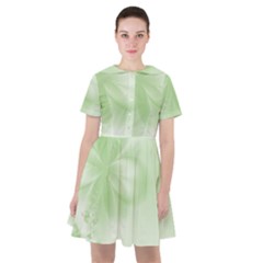 Tea Green Floral Print Sailor Dress by SpinnyChairDesigns