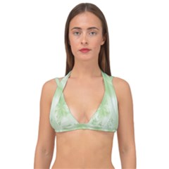 Tea Green Floral Print Double Strap Halter Bikini Top by SpinnyChairDesigns