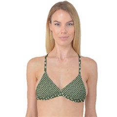 Sage Green White Floral Print Reversible Tri Bikini Top by SpinnyChairDesigns