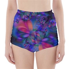 Abstract Floral Art Print High-waisted Bikini Bottoms by SpinnyChairDesigns