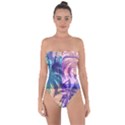 Purple Tropical Pattern Tie Back One Piece Swimsuit View1