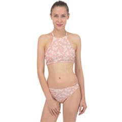 Peaches And Cream Butterfly Print Racer Front Bikini Set by SpinnyChairDesigns