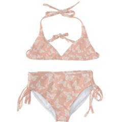 Peaches And Cream Butterfly Print Kids  Classic Bikini Set by SpinnyChairDesigns