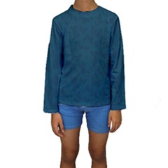 Indigo Dye Blue Butterfly Pattern Kids  Long Sleeve Swimwear by SpinnyChairDesigns