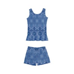 Boho Denim Blue Kids  Boyleg Swimsuit by SpinnyChairDesigns