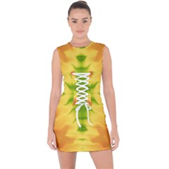 Lemon Lime Tie Dye Lace Up Front Bodycon Dress by SpinnyChairDesigns