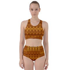 Boho Honey Gold Racer Back Bikini Set by SpinnyChairDesigns