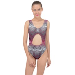 Black Pink Spirals And Swirls Center Cut Out Swimsuit by SpinnyChairDesigns