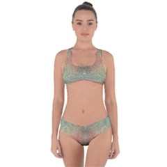 Peach Green Texture Criss Cross Bikini Set by SpinnyChairDesigns
