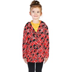 Abstract Red Black Checkered Kids  Double Breasted Button Coat by SpinnyChairDesigns