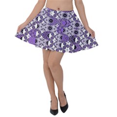 Purple Black Checkered Velvet Skater Skirt by SpinnyChairDesigns