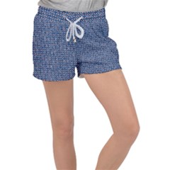 Artsy Blue Checkered Velour Lounge Shorts by SpinnyChairDesigns
