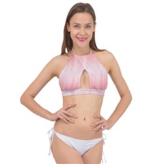 Fresh Pink Ombre Cross Front Halter Bikini Top by SpinnyChairDesigns