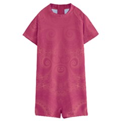 Blush Pink Octopus Swirls Kids  Boyleg Half Suit Swimwear by SpinnyChairDesigns