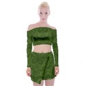 Forest Green Spirals Off Shoulder Top with Mini Skirt Set View1