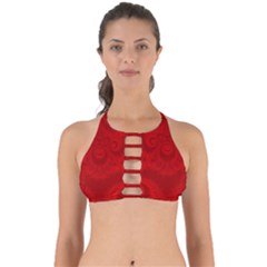 Red Spirals Perfectly Cut Out Bikini Top by SpinnyChairDesigns