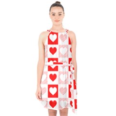 Hearts  Halter Collar Waist Tie Chiffon Dress by Sobalvarro