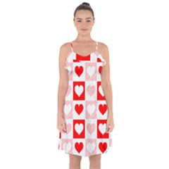 Hearts  Ruffle Detail Chiffon Dress by Sobalvarro